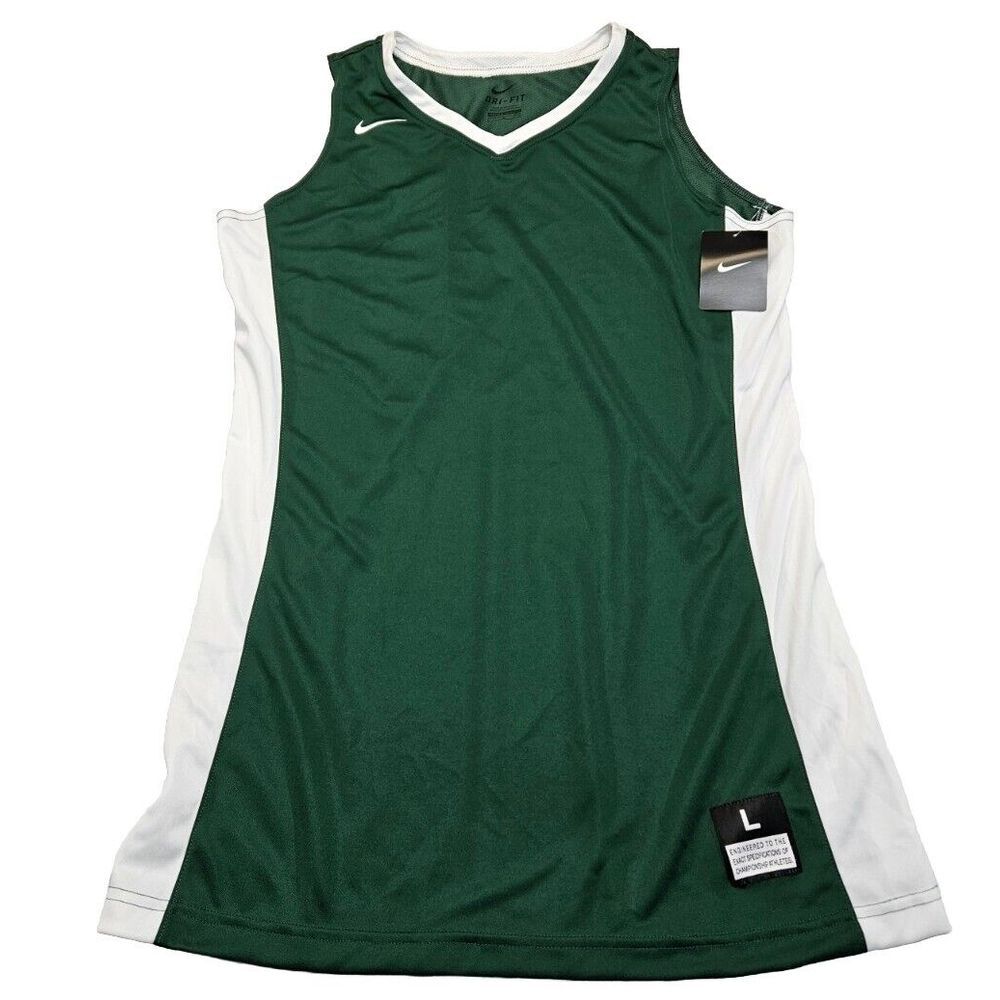 Nike Womens Team Fastbreak Basketball‎ Jersey Large Green White 683333-342 New